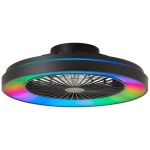 Brilliant Mazzaro Wentylator Sufitowy Plastikowy Czarny 36W 4700lm - 830-865 CCT+RGB | 485mm - Zdalne Sterowanie Ściemnianie