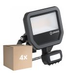 Opakowanie 4x Ledvance LED Iluminacja Aluminium Czarny 17W 2200lm 100D - 830 Ciepła Biel | IP65 - Czujnik Ruchu I Światła - Symetryczny