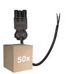 Opakowanie 50x Noxion GST - Kompatybilny Kabel zasilający Czarny - Męski + Końcówki otwarte - 0,3m - 2 pole 0,75mm2
