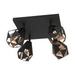 Eglo Lampa sufitowa Carlton 7 Stal Czarny Miedź | IP20 - Nadaje Się Do 4x E27 