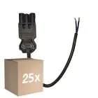 Opakowanie 25x Noxion GST - Kompatybilny Kabel zasilający Czarny - Męski + Końcówki otwarte - 0,3m - 2 pole 0,75mm2
