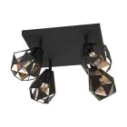 Eglo Lampa sufitowa Carlton 7 Stal Czarny Miedź | IP20 - Nadaje Się Do 4x E27 
